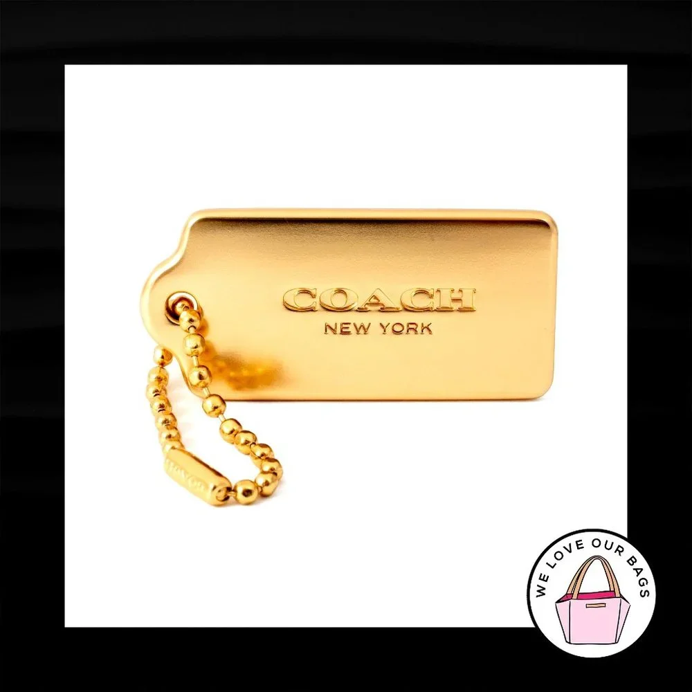 NEW 2.25" COACH NEW YORK GOLD BRASS THICK METAL FOB BAG CHARM KEYCHAIN HANG TAG